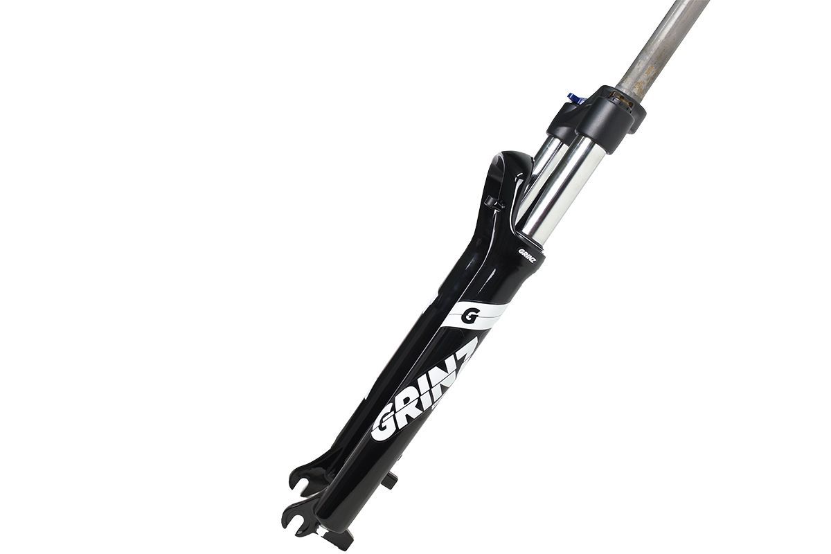 Вилка GRINZ ES 456 HLO 29"*1.1\8" ход 100мм, локаут гидравлический, предварительное сжатие, алюминиевая,безрезьбовая, черная-белая Вилка GRINZ ES 456 HLO 29"*1.1\8" ход 100мм, локаут гидравлический, предварительное сжатие, алюминиевая,безрезьбовая, черная-белая